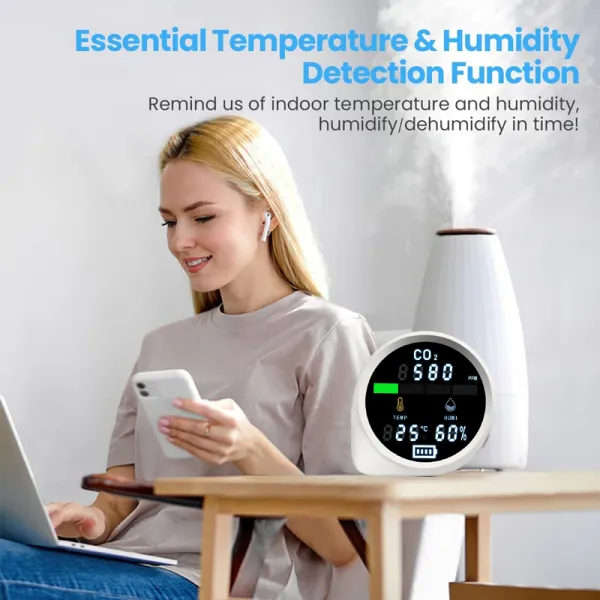 Indoor CO2 Air Quality Monitor for Home Use  Wifi Tuya Connection